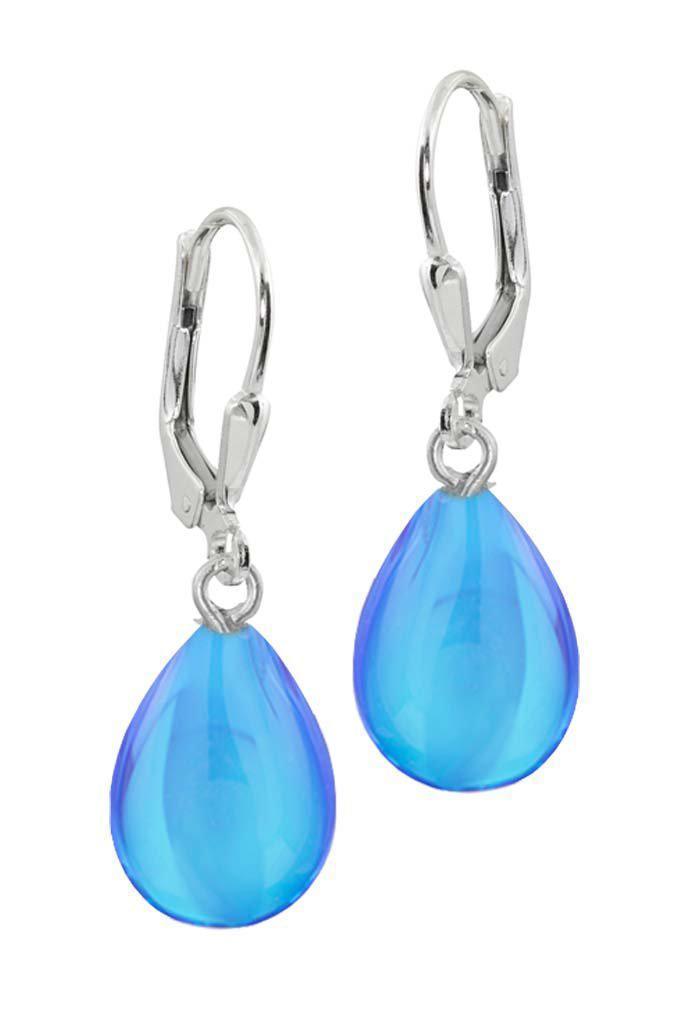 Turquoise Blue Silver-Plated Beaded Oval Drop Earrings – Richeera